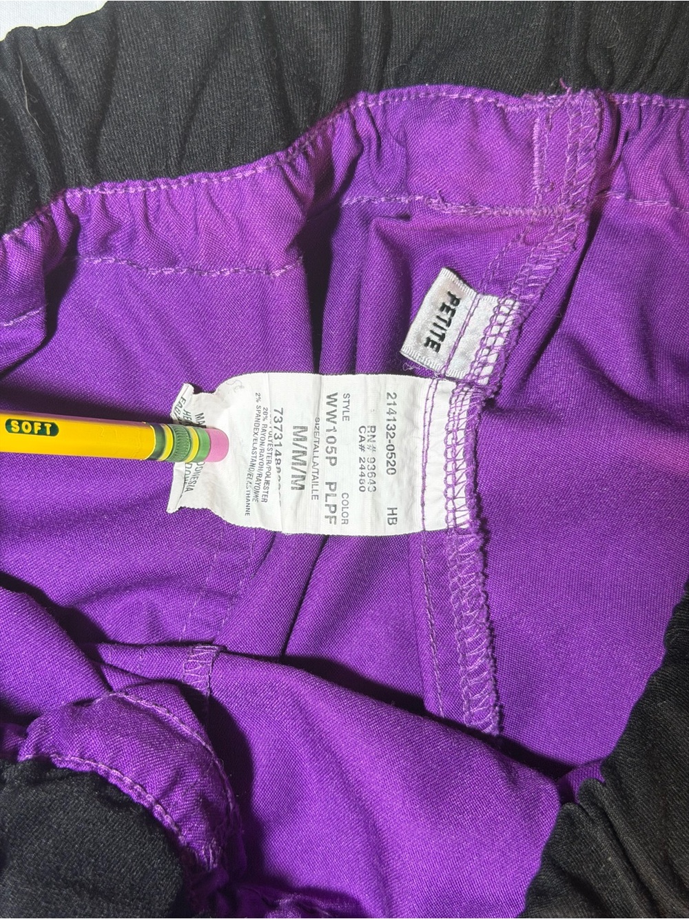 Cherokee Workwear Purple Scrub Set Women's Medium Top Medium Petite Pants Cargo - Picture 10 of 10